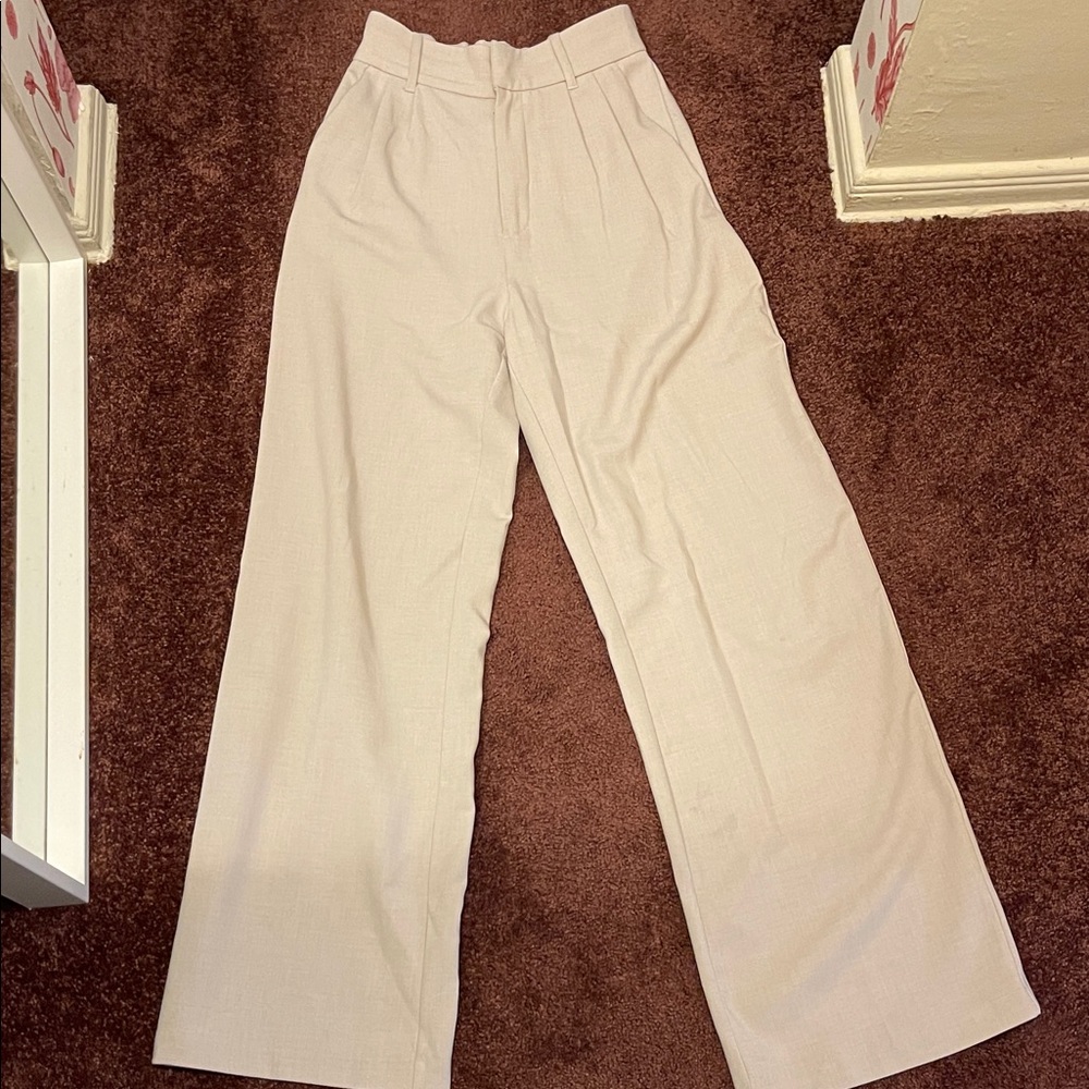 Abercrombie & Fitch Cream Wide-Leg Pants